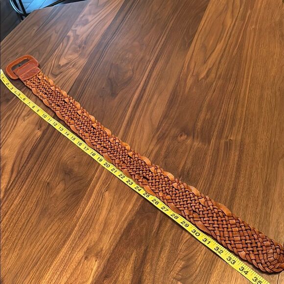 Vintage Land's End Wide Braided Leather Belt - M - Picture 7 of 7